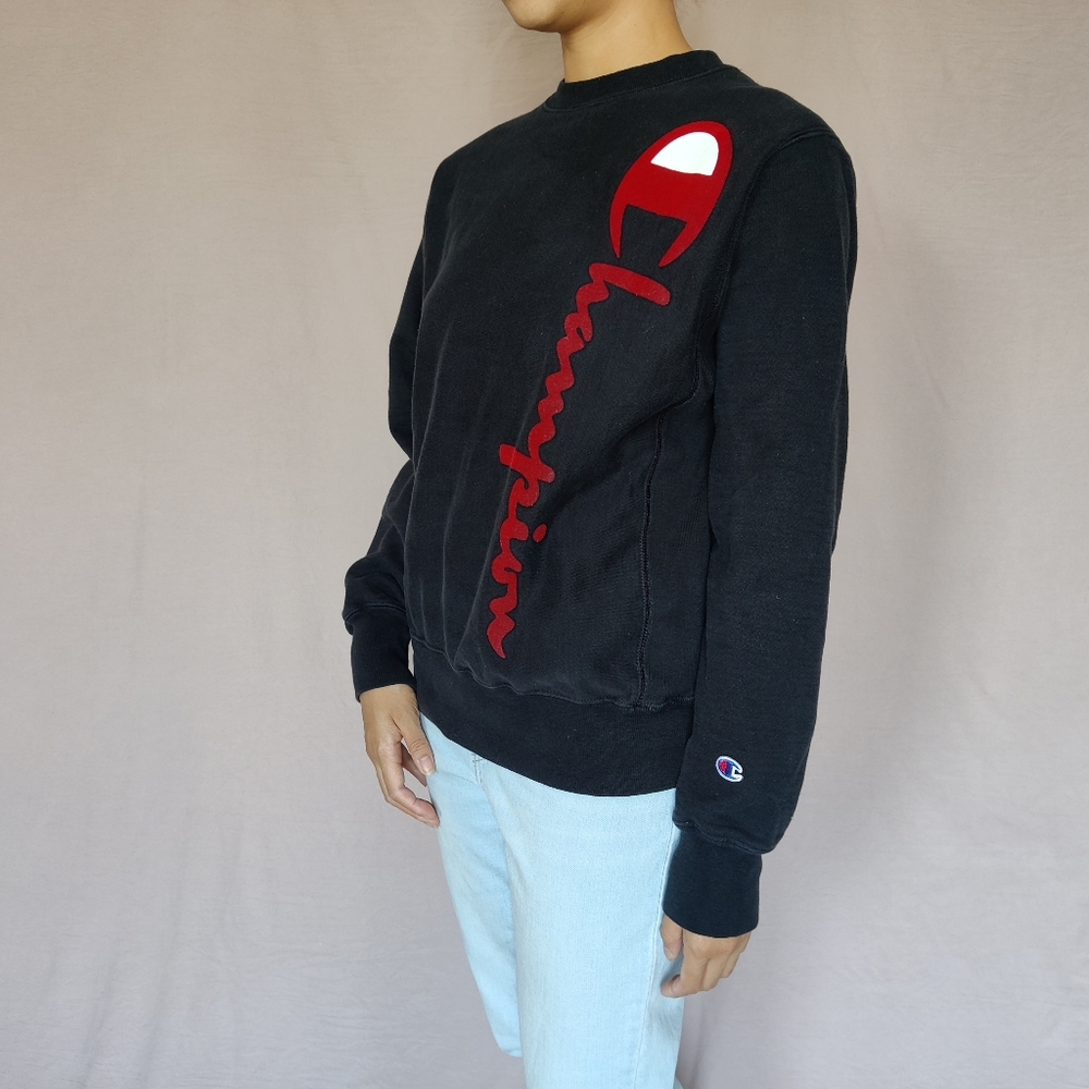 Champion Reverse Weave Black Crew neck Sweater